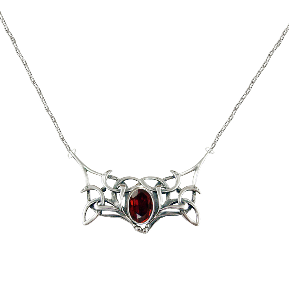 Sterling Silver Necklace Inspired by the Book of Kells With Garnet